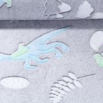 Wellness Fleece - Glow in the Dark Dinos Blätter Grau