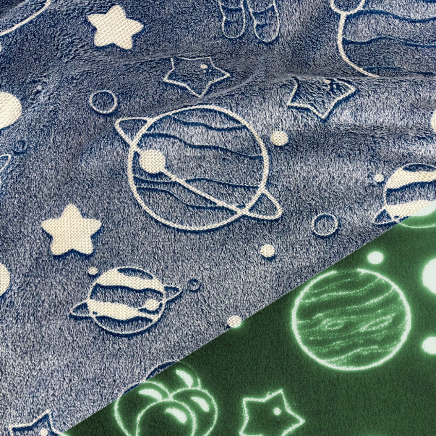 Wellness Fleece - Glow in the Dark Weltall Blau-1 Wellness Fleece - Glow in the Dark Weltall Blau-1