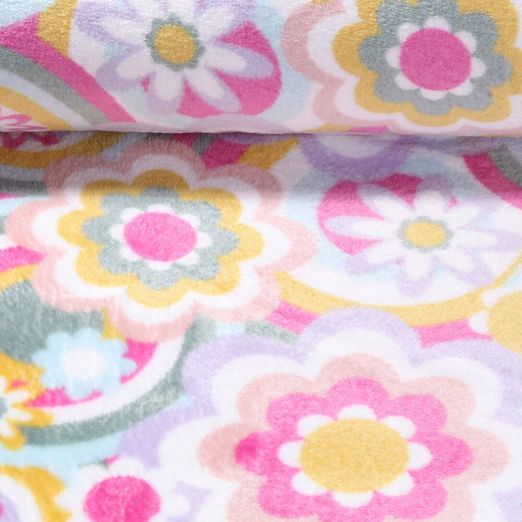 Polaire ultra douce - Double face Fleurs pastel Multicolore