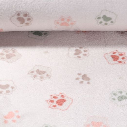 Kuschelfleece - Doubleface Tierpfoten Beige