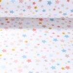 Kuschelfleece - Doubleface Bunte Sterne Weiß