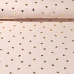 Gaze de coton - Trèfles à quatre feuilles Impression sur film Beige Doré