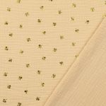 Baumwoll-Musselin - Kleeblätter Foliendruck Beige Gold