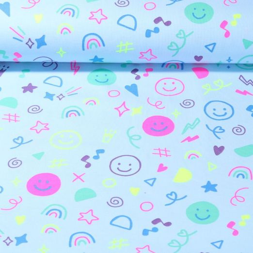 Jersey - Smileys fluos Coeurs Bleu clair