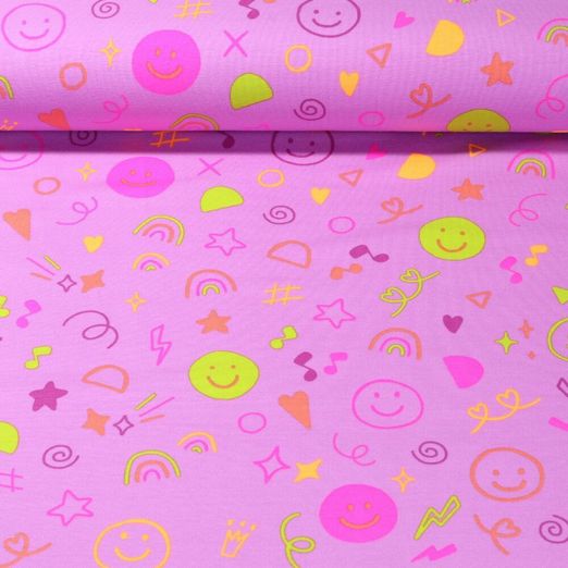 Jersey - Smileys fluos Coeurs Hortensia