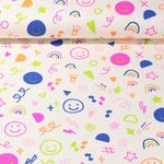 Jersey - Smileys fluos Coeurs Blanc laine