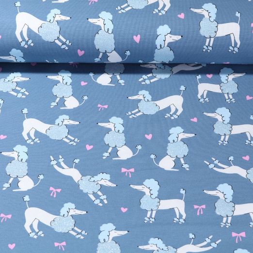 Jersey - Caniche Paillettes Bleu jeans