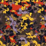 Viscose - Crepe bloemen baksteenrood Viscose - Crepe bloemen baksteenrood