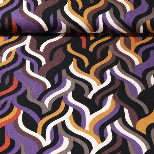 Viscose - Twill Vagues Noir Violet