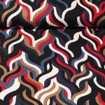 Viscose - Twill Vagues Noir Rouge