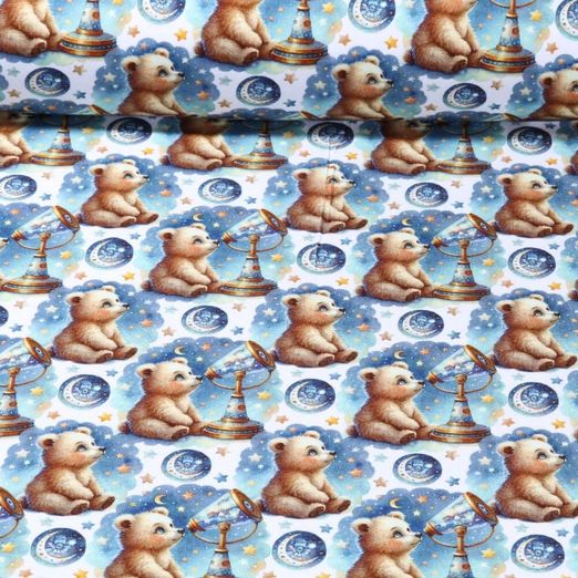 Jersey - Digitaldruck Sterngucker Bär Weiß blau