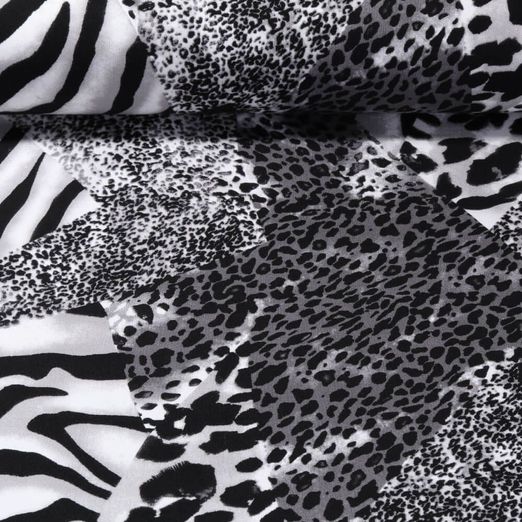 Jersey Romanite - Safari Animaux Noir Blanc