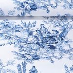 Toile de coton canevas - Impression digitale Renaissance Blanc Bleu