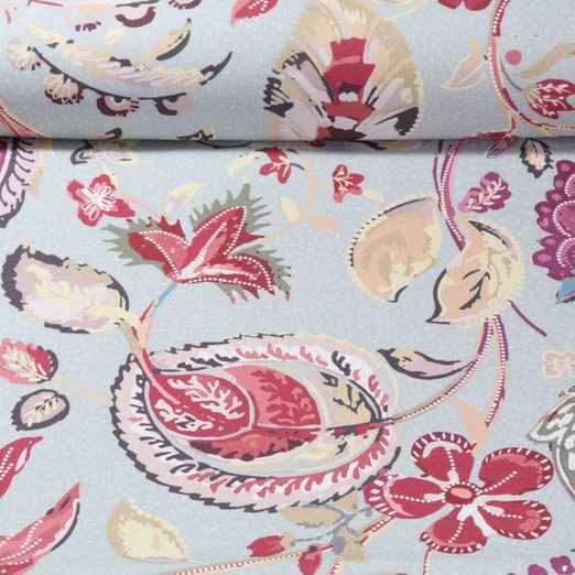 Toile de coton canevas - Impression digitale Mélange de feuilles Vert menthe