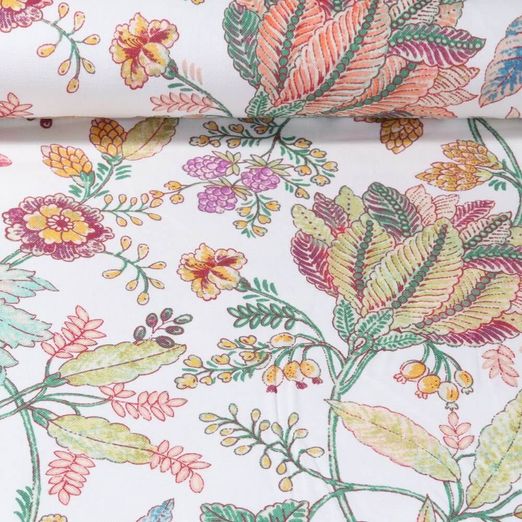 Toile de coton canevas - Impression digitale Fruits des bois Blanc