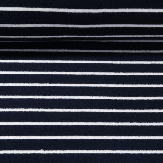 Eponge stretch - Rayures Bleu marine Ecru