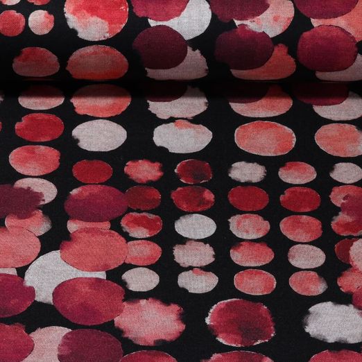 Jersey Romanite - Impression digitale Pois Aquarelle Rouge vin