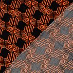 Viscose twill - Retro zwart oranje Viscose twill - Retro zwart oranje