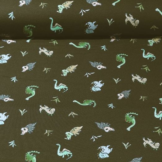 Jersey - Digitaldruck Kleine Dinos Khaki
