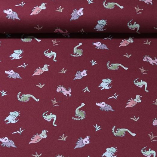 Jersey - Impression digitale Petits dinosaures Rouge vin