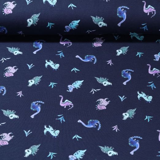 Jersey - Impression digitale Petits dinosaures Bleu marine