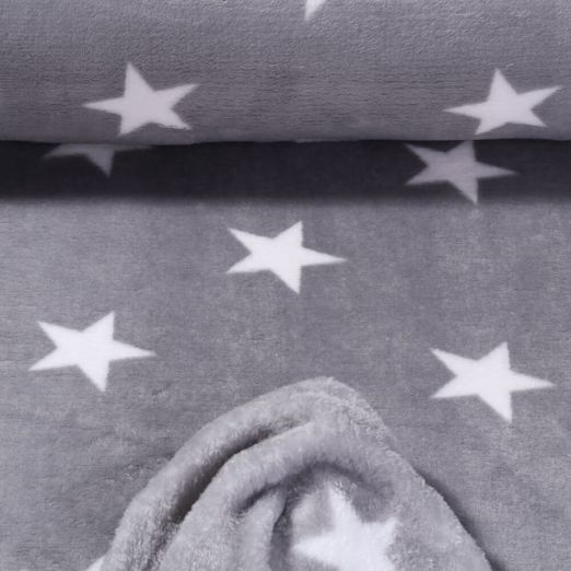 Polaire ultra douce - Double face Etoiles Gris clair Blanc