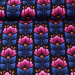 Organic Canvas - Hamburger Liebe Digitální tisk Midnight Wild Flower Black Pink