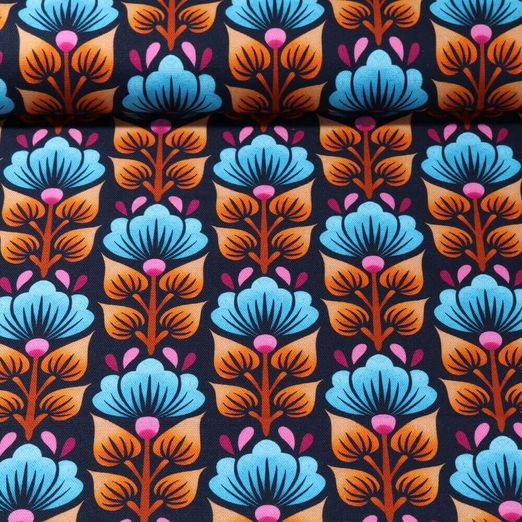 Toile canevas bio - Hamburger Liebe Impression digitale Midnight Wild Flower Bleu marine Turquoise