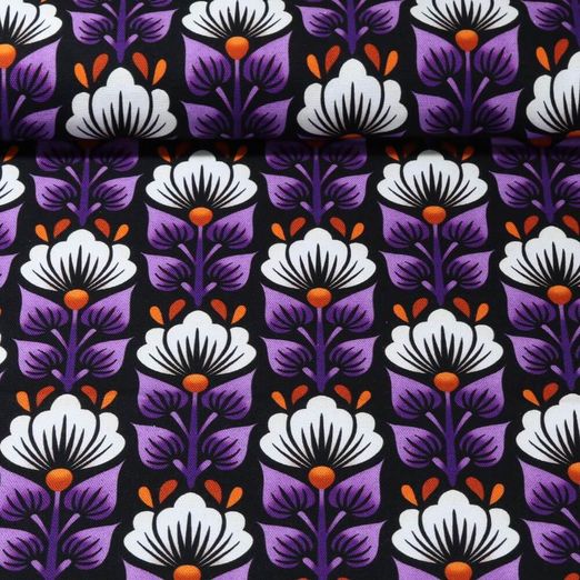 Toile canevas bio - Hamburger Liebe Impression digitale Midnight Wild Flower Noir Blanc