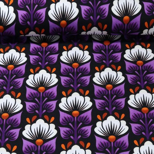 Sweat bio - Hamburger Liebe Impression digitale Midnight Wild Flower Noir Blanc