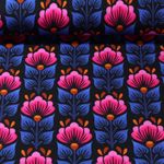 Orgaaninen hikipusero - Digitaalinen painatus Midnight Wild Flower Musta Vaaleanpunainen