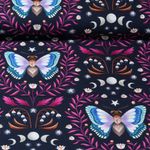 Toile bio - Hamburger Liebe Impression digitale Midnight Luna Moth Bleu marine Rose vif