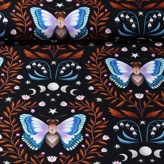 Bio Canvas - Hamburger Liebe Digitaldruck Midnight Luna Moth Schwarz Rost