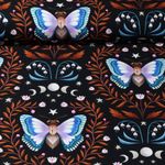 Toile bio - amour hamburger impression numérique Midnight Moth noir rouille