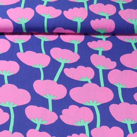 Viscose durable - Nerida Hansen Poppies Bleu EcoVero 