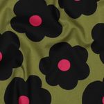 Popeline di cotone – Nerida Hansen Fiori grandi Verde muschio