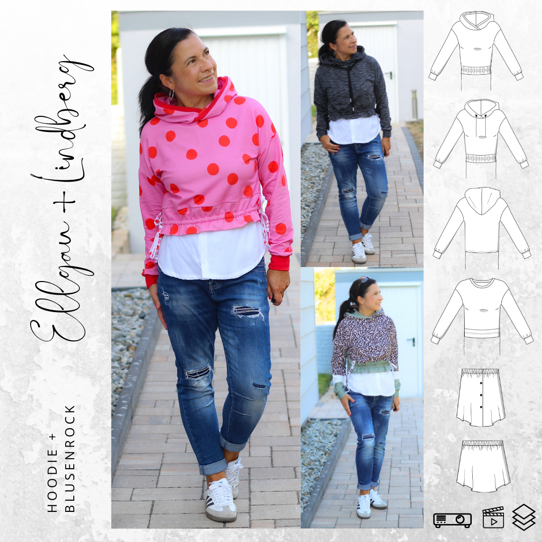 Kombi Hoodie und Blusenrock - ELLGAU und LINDBERG - Schnittmuster eBook-1 Kombi Hoodie und Blusenrock - ELLGAU und LINDBERG - Schnittmuster eBook-1