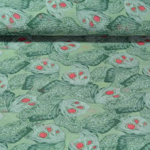 Tissu voile chiffon plissé - Papillons Vert