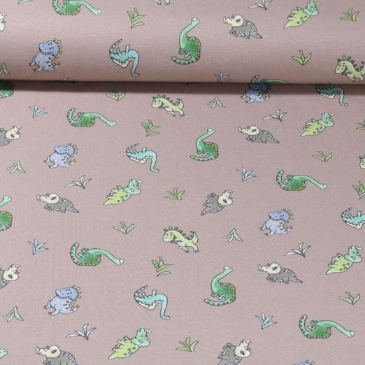 Jersey - Impression digitale - Petits dinosaures Sable