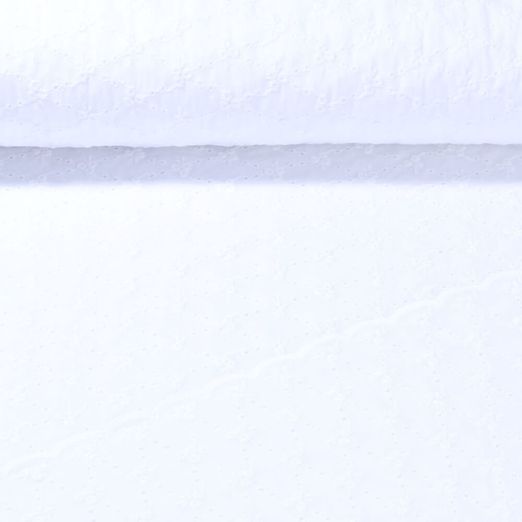 Coton - Rameau de fleurs brodé avec bordure en arc Blanc