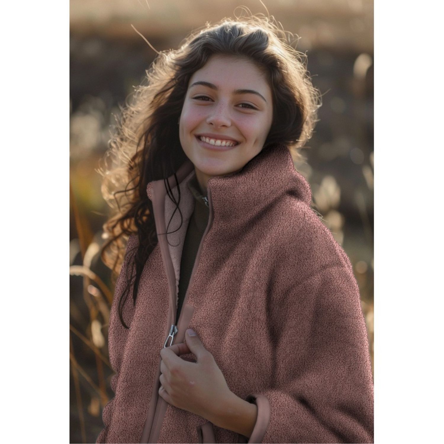 Polaire teddy sherpa - Double face Vieux rose Uni-1 Polaire teddy sherpa - Double face Vieux rose Uni-1