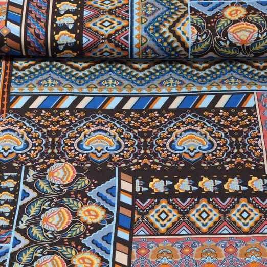 Twill de viscose - Mélange de paisleys Marron chocolat