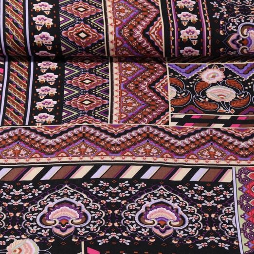 Twill de viscose - Mélange de paisleys Noir