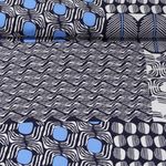Popeline de viscose - Mélange de motifs Ecru Bleu