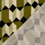 Viskose-Satin - Geo Formen Ecru Olive Viskose-Satin - Geo Formen Ecru Olive