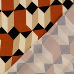 Viskose-Satin - Geo Formen Ecru Rost Viskose-Satin - Geo Formen Ecru Rost