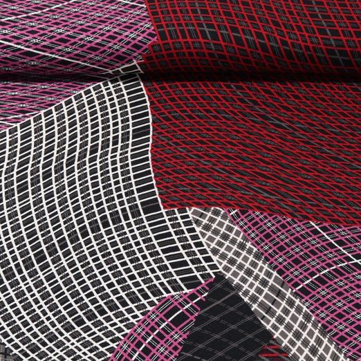 Twill de viscose - Mélange de lignes Noir Rouge
