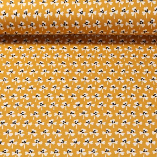Sweat d'été gratté - French Terry Fleurs Jaune