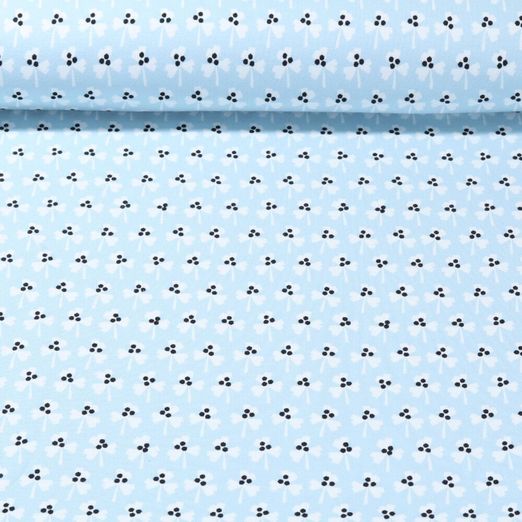 Sweat d'été gratté - French Terry Fleurs Bleu clair