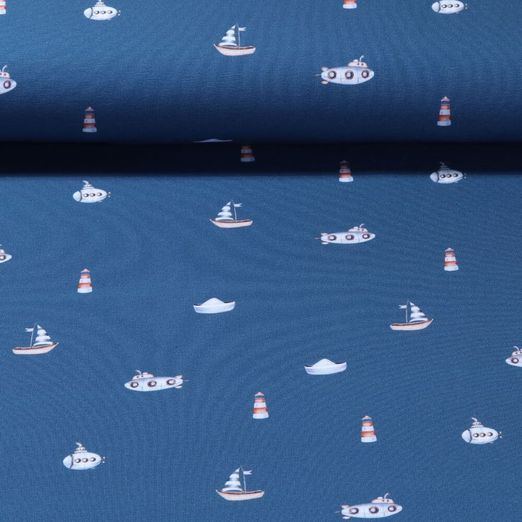 Jersey bio - Impression digitale Phares et sous-marins Bleu